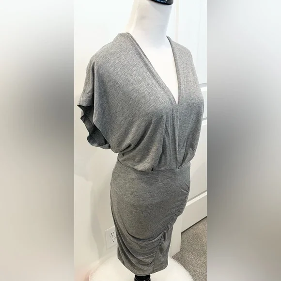 IRO Paris Koany Mini Plunge Neck Grey Stretch Women’s Size XS - Picture 3 of 8